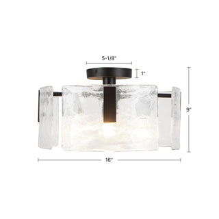 Eira 16 in Brushed Gold Semi Flush Mount with Clear Water Glass

