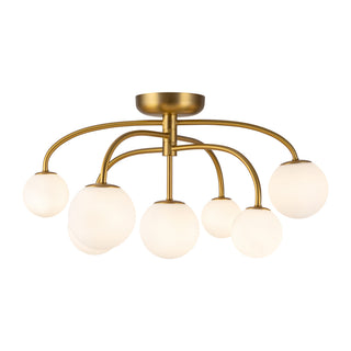 Fiona 27 in Brushed Gold Flush Mount with Opal Glass
