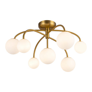 Fiona 27 in Brushed Gold Flush Mount with Opal Glass
