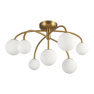 Fiona 27 in Brushed Gold Flush Mount with Opal Glass
