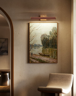 Gemma 21 in Vintage Brass and Burgundy Dimmable LED Wall/Picture Light
