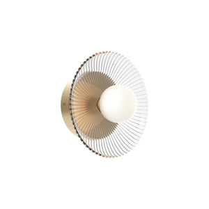 Brushed Gold/Clear Ribbed Glass