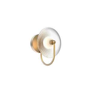 Brushed Gold/Clear Ribbed Glass