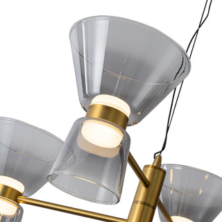 Jenni 27 in Brushed Gold Dimmable LED Pendant with Smoked Glass
