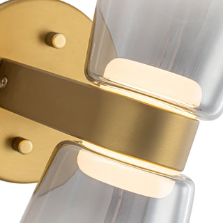 Jenni 9 in Brushed Gold Dimmable LED Wall Sconce with Smoked Glass

