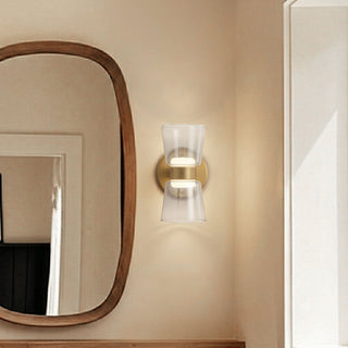 Jenni 9 in Brushed Gold Dimmable LED Wall Sconce with Smoked Glass
