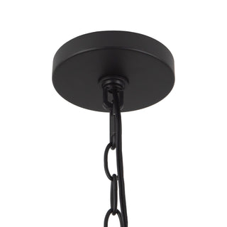 June 18 in Black Chandelier with Natural Rattan Shade
