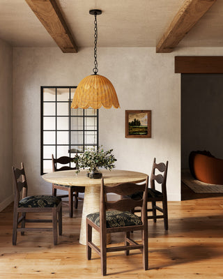 June 18 in Black Chandelier with Natural Rattan Shade
