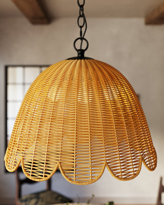 June 18 in Black Chandelier with Natural Rattan Shade
