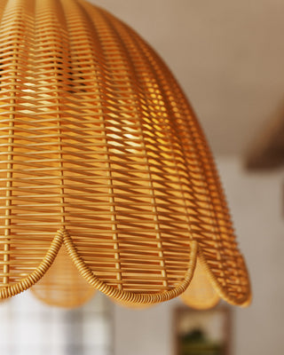 June 18 in Black Chandelier with Natural Rattan Shade

