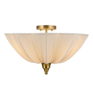 Matilda 19 in Brushed Gold Semi Flush Mount with Natural Linen Shade
