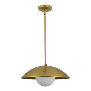 Mire 17 in Brushed Gold Pendant with Opal Glass
