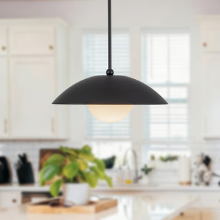 Mire 17 in Black Pendant with Opal Glass
