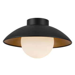 Mire 15 in Black Semi Flush Mount with Opal Glass
