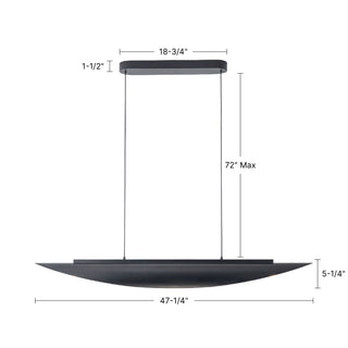 Miros 47 in Black Dimmable LED Linear Pendant
