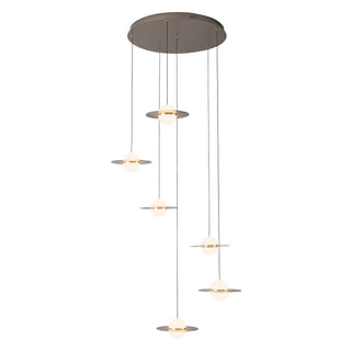 Nial 6 Head Gray and Gold Dimmable LED Multi Pendant
