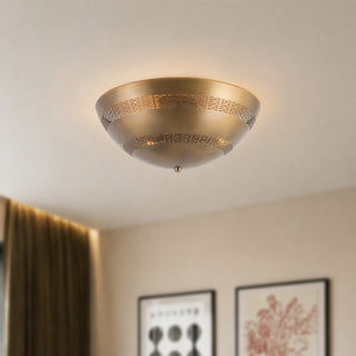 Overland 18 in Vintage Brass Flush Mount

