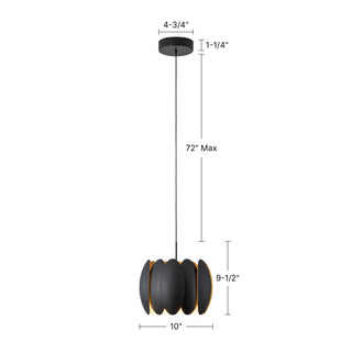 Palma 10 in Black Dimmable LED Pendant
