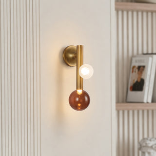 Reese 14 in Vintage Brass Dimmable LED Wall Sconce with Amber Glass
