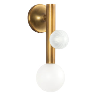 Reese 14 in Vintage Brass Dimmable LED Wall Sconce with Opal Glass

