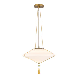 Reeve 15 in Brushed Gold Pendant with Opal Glass
