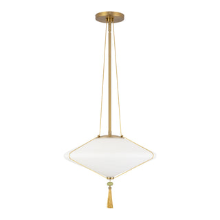 Reeve 15 in Brushed Gold Pendant with Opal Glass
