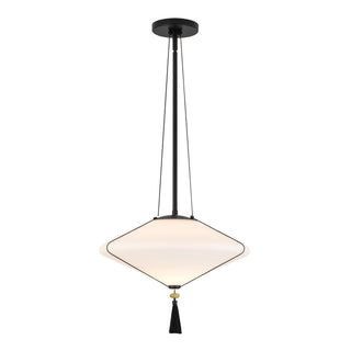 Reeve 15 in Matte Black Pendant with Opal Glass
