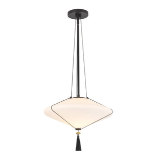 Reeve 15 in Matte Black Pendant with Opal Glass
