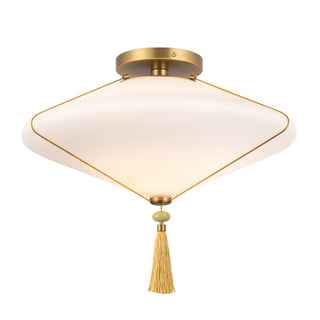 Reeve 15 in Brushed Gold Flush Mount with Opal Glass
