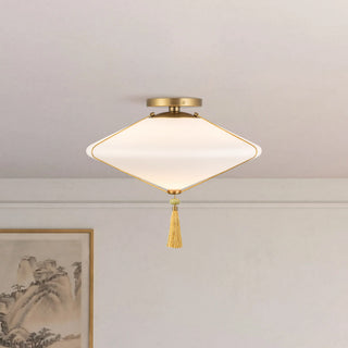 Reeve 15 in Brushed Gold Flush Mount with Opal Glass
