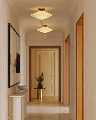 Reeve 15 in Brushed Gold Flush Mount with Opal Glass
