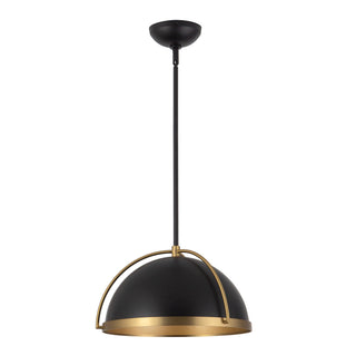 Springfield 15 in Black Pendant with Brushed Gold Accents
