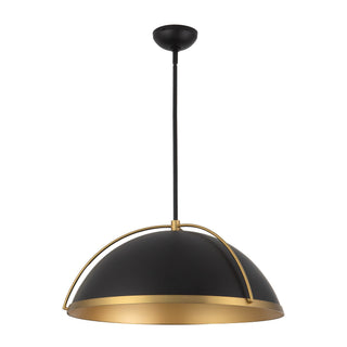 Springfield 25 in Black Pendant with Brushed Gold Accents
