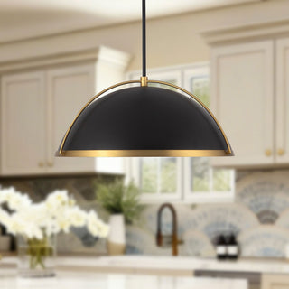 Springfield 25 in Black Pendant with Brushed Gold Accents
