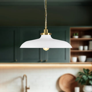 Tinsley 20 in Brushed Gold Pendant with White Shade
