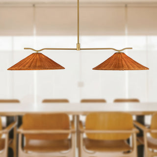 Tyde 50 in Linear Pendant with Natural Rattan Shades
