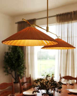 Tyde 50 in Linear Pendant with Natural Rattan Shades
