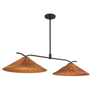 Tyde 50 in Linear Pendant with Natural Rattan Shades
