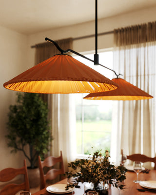 Tyde 50 in Linear Pendant with Natural Rattan Shades
