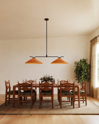 Tyde 50 in Linear Pendant with Natural Rattan Shades
