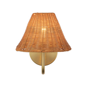 Brushed Gold/Natural Rattan