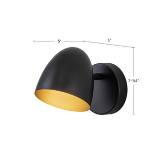 Yarrow 5 in Black Dimmable LED Wall Sconce
